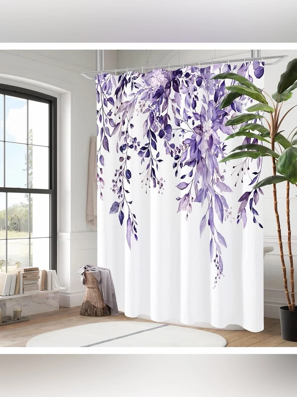 NWOT 72” x 72” Floral Purple Shower Curtain - Elegant Botanical Design
